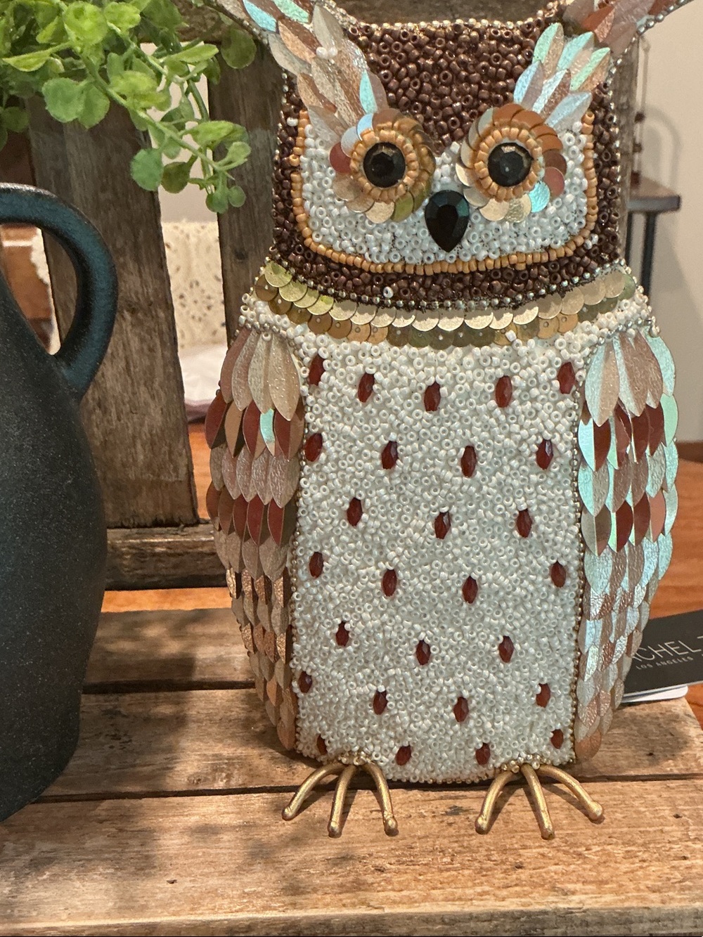 Fall Beaded Owl Tabletop Decor